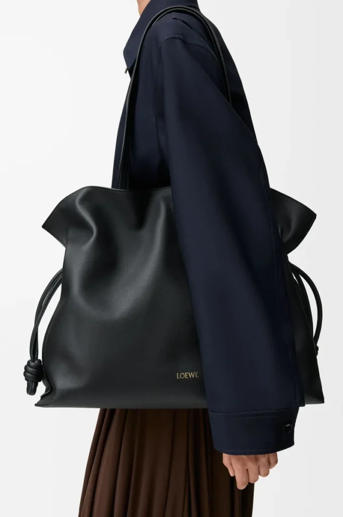XL Flamenco nappa dana derisinden yapılmış clutch Siyah