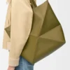 XL Puzzle Fold çanta, parlak dana derisi, Zeytin rengi