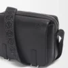 XS Military messenger çanta, yumuşak ve pürüzsüz dana derisi ve jakarlı siyah