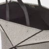 XXL Puzzle Fold tote, kanvas jakarlı ve dana derisi Doğal/Siyah