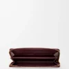 Yılan derisinden düğümlü ince fermuarlı cüzdan Dark Burgundy