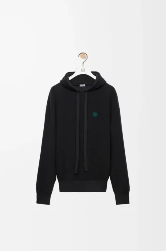 Yün kapüşonlu sweatshirt Siyah