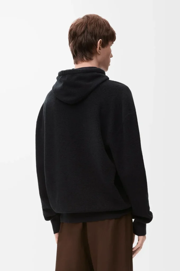 Yün kapüşonlu sweatshirt Siyah