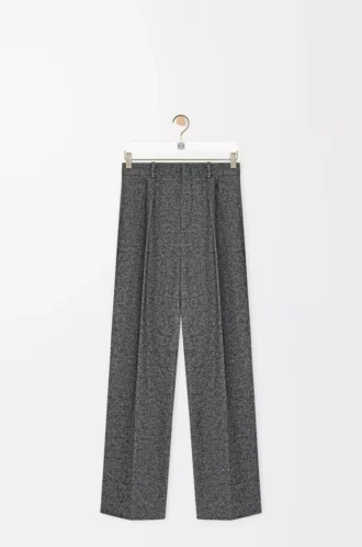 Yün karışımlı gri melanj pantolon