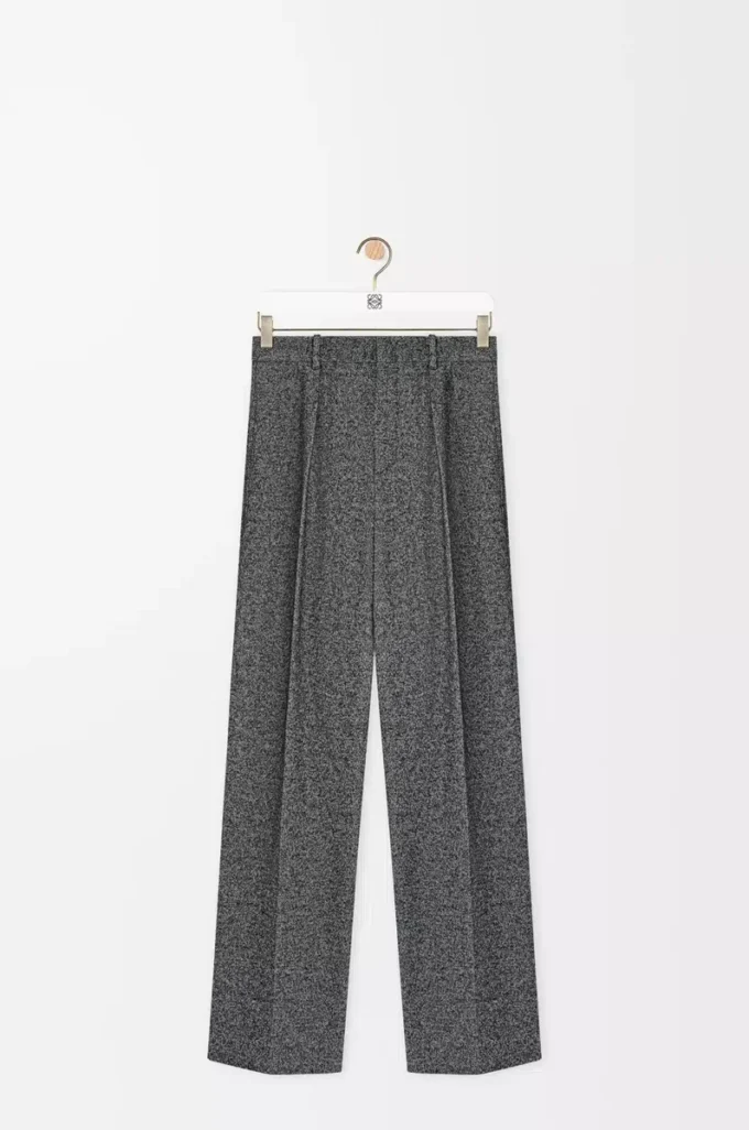 Yün karışımlı gri melanj pantolon
