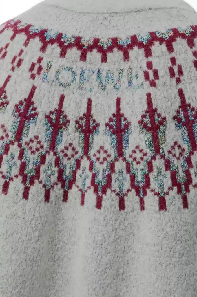 Yün karışımlı hırka Açık gri/Çok renkli
