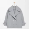 Yün Pebble peacoat Gri