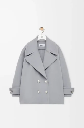 Yün Pebble peacoat Gri