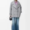 Yün Pebble peacoat Gri