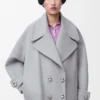 Yün Pebble peacoat Gri