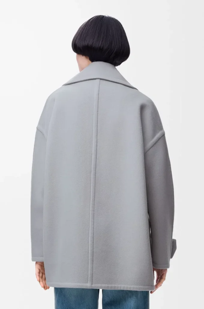 Yün Pebble peacoat Gri