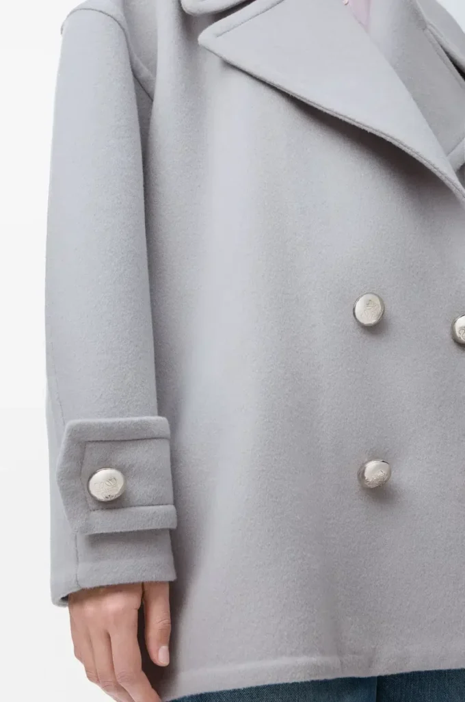 Yün Pebble peacoat Gri