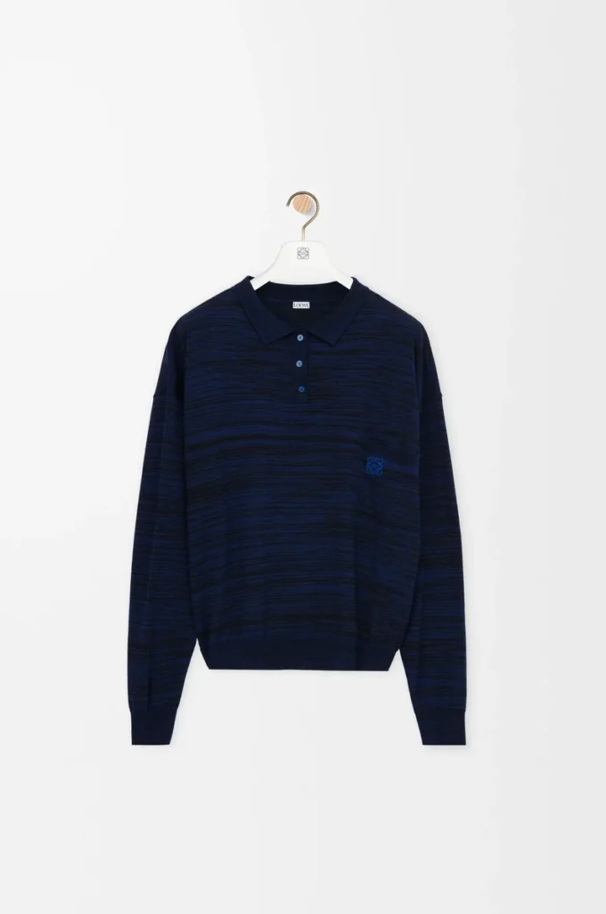 Yün polo kazak Lacivert/Siyah