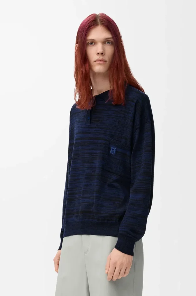 Yün polo kazak Lacivert/Siyah