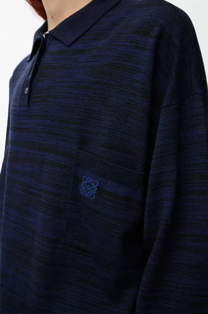 Yün polo kazak Lacivert/Siyah