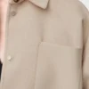 Yün ve kaşmirden üretilmiş açık bej melanj overshirt