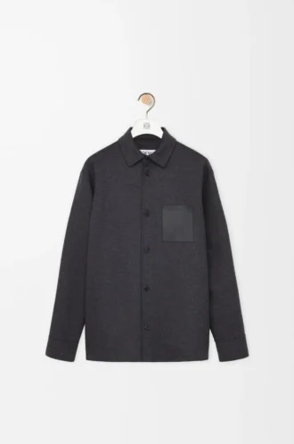 Yün ve kaşmirden üretilmiş overshirt Kömür Melanj
