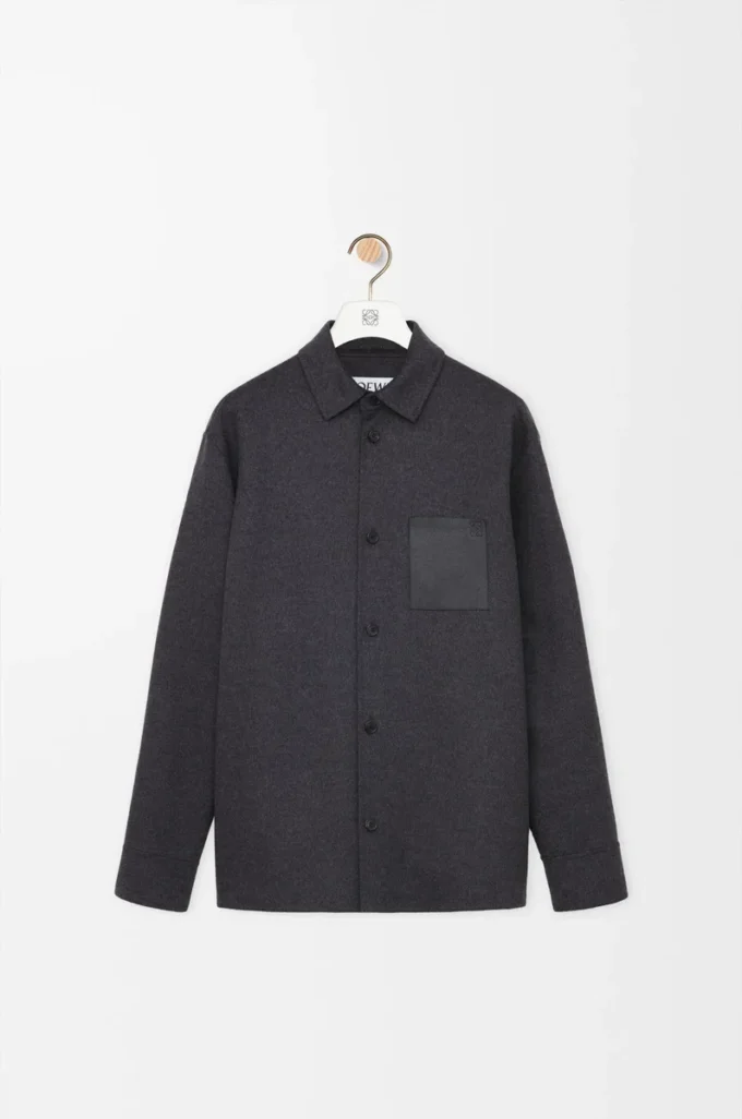 Yün ve kaşmirden üretilmiş overshirt Kömür Melanj