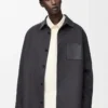Yün ve kaşmirden üretilmiş overshirt Kömür Melanj