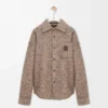 Yün ve lama karışımı overshirt Bej/Mavi Melanj