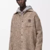 Yün ve lama karışımı overshirt Bej/Mavi Melanj