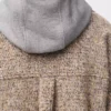 Yün ve lama karışımı overshirt Bej/Mavi Melanj