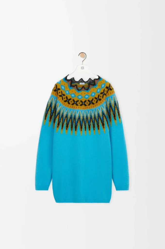 Yün ve mohair karışımı kazak Mavi/Çok renkli