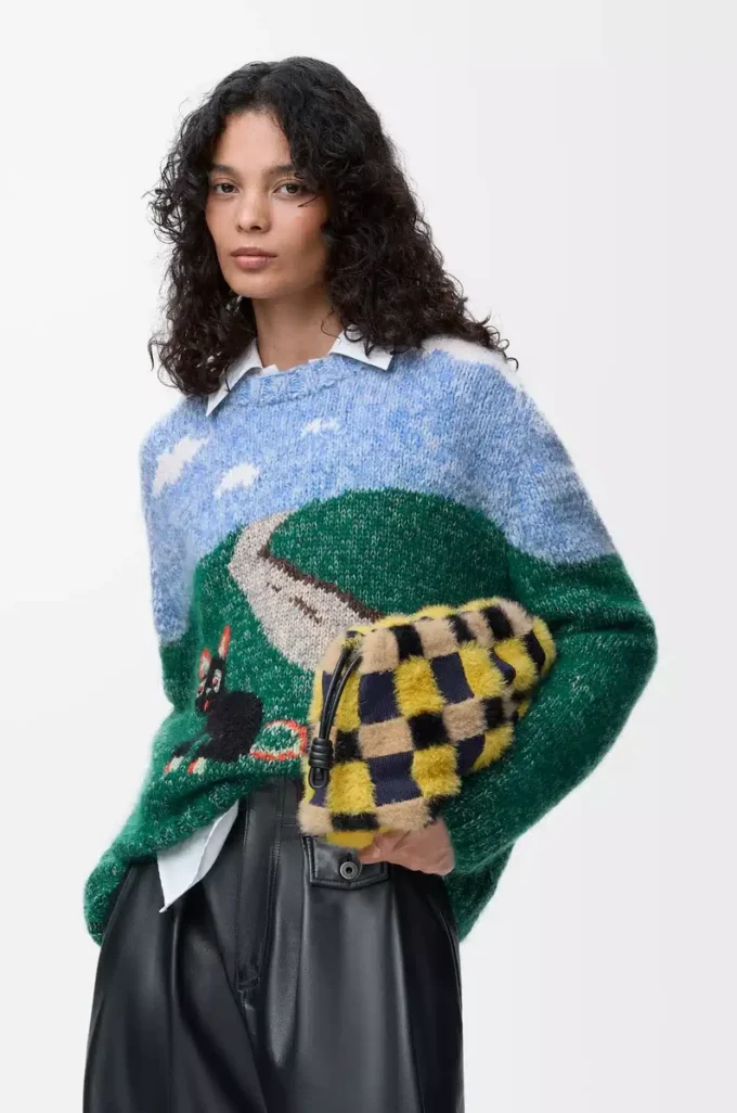 Yün ve mohair kazak Mavi/Çok renkli