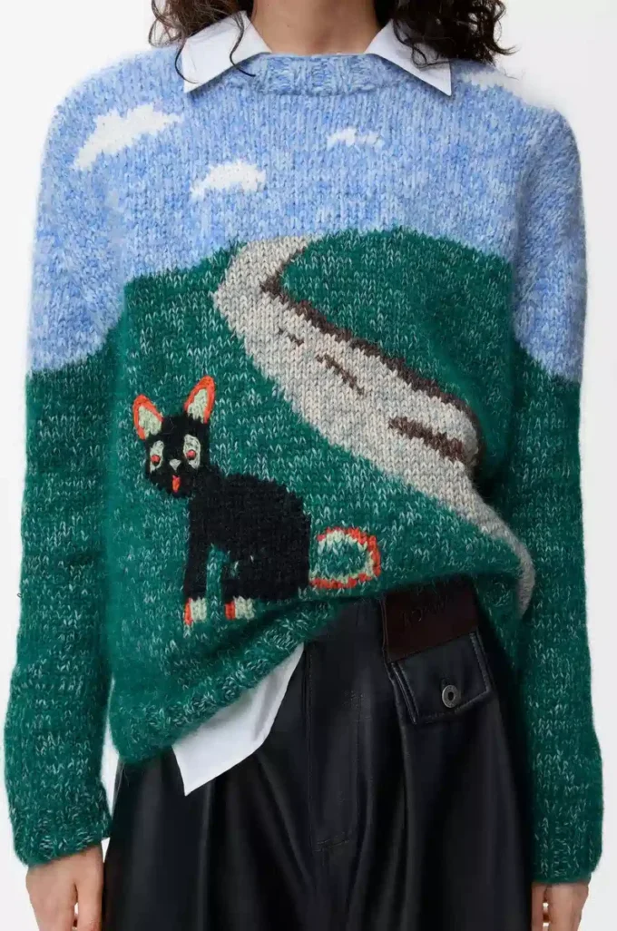 Yün ve mohair kazak Mavi/Çok renkli