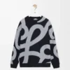 Yün ve pamuktan üretilmiş sweatshirt Lacivert/Gri