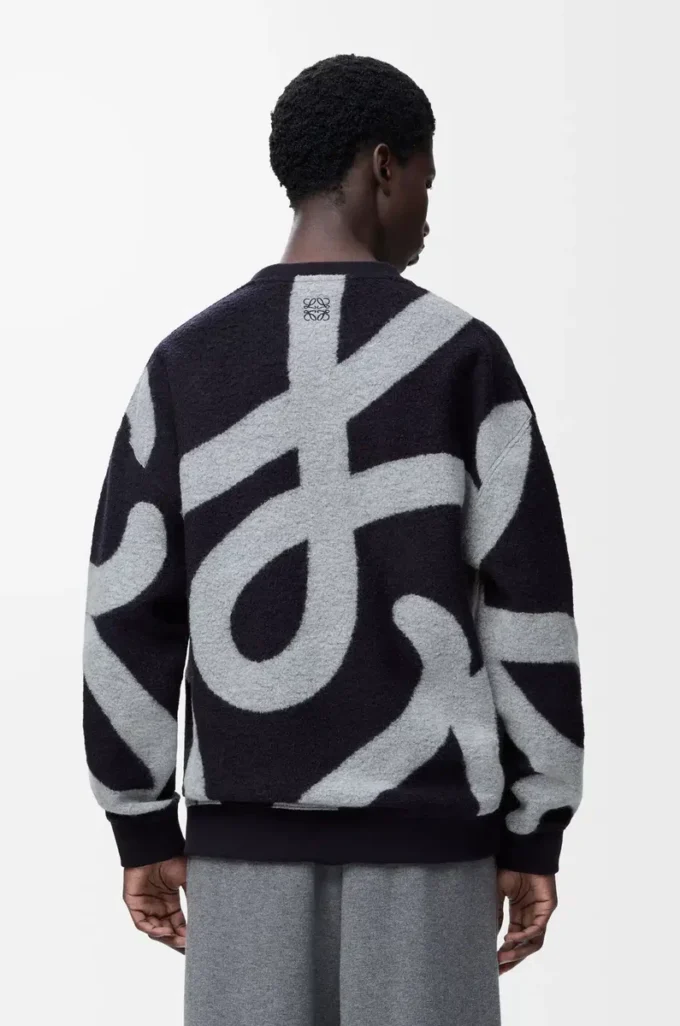 Yün ve pamuktan üretilmiş sweatshirt Lacivert/Gri