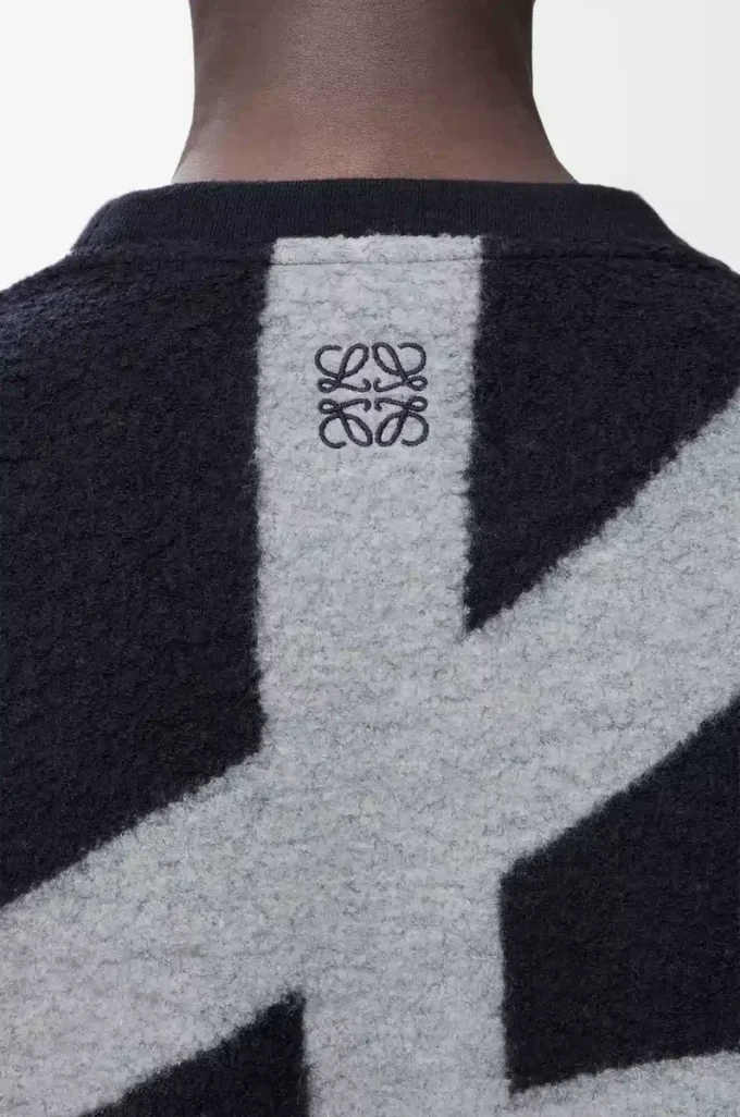 Yün ve pamuktan üretilmiş sweatshirt Lacivert/Gri