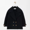 Yünlü çakıl rengi peacoat Midnight Blue