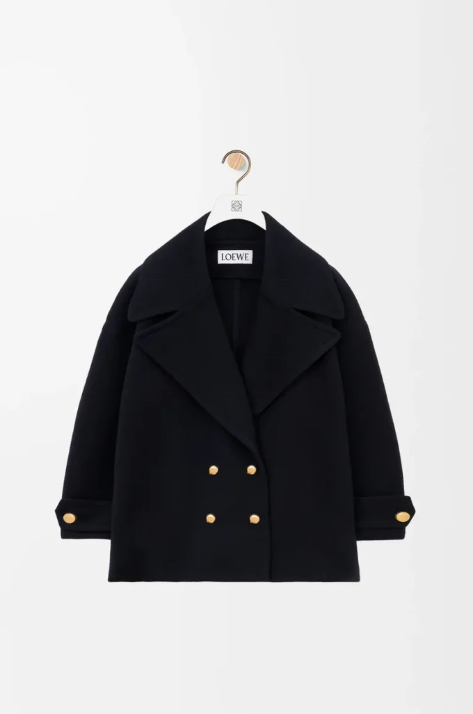 Yünlü çakıl rengi peacoat Midnight Blue