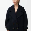 Yünlü çakıl rengi peacoat Midnight Blue
