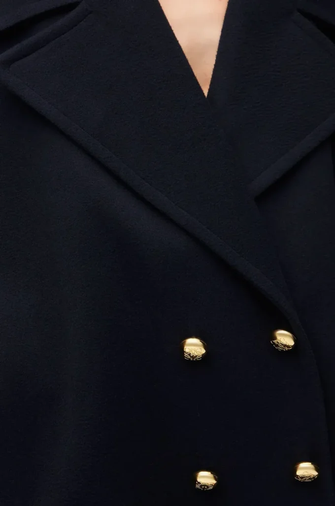 Yünlü çakıl rengi peacoat Midnight Blue
