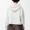 Yünlü Anagram fermuarlı kapüşonlu sweatshirt Beyaz