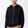 Yünlü Anagram fermuarlı kapüşonlu sweatshirt Siyah