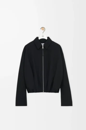 Yünlü drape ceket Siyah
