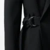 Yünlü drape ceket Siyah