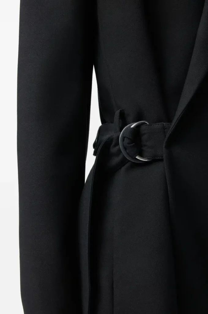 Yünlü drape ceket Siyah