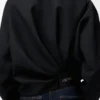 Yünlü drape ceket Siyah