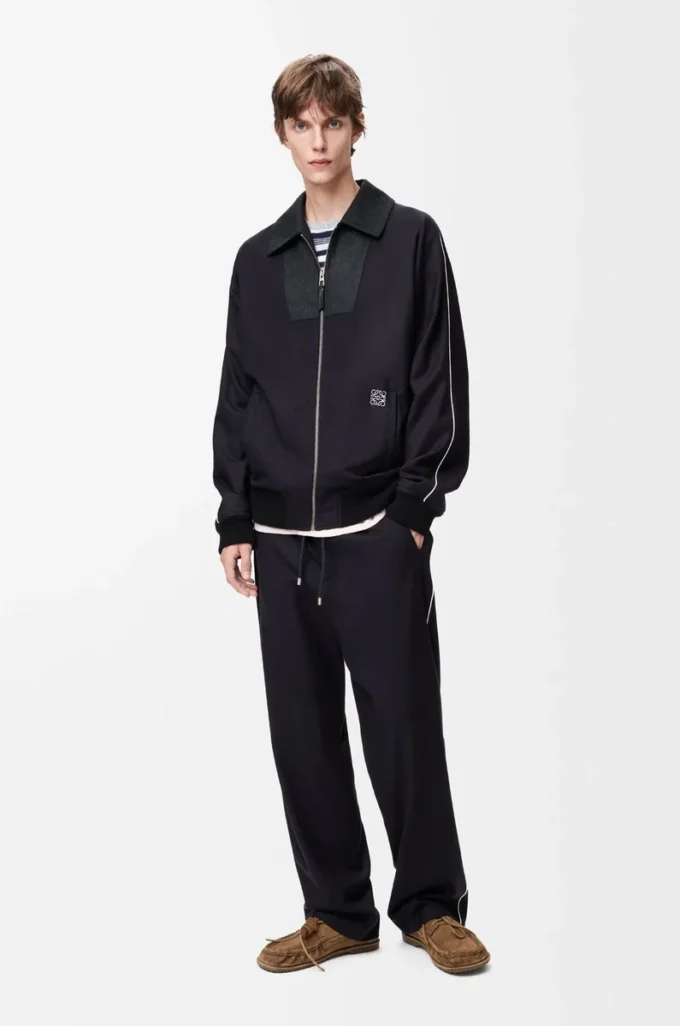 Yünlü eşofman ceketi Lacivert/Gri