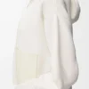 Yünlü fermuarlı kapüşonlu sweatshirt Beyaz