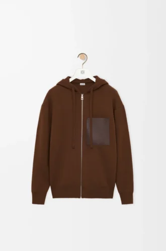 Yünlü fermuarlı kapüşonlu sweatshirt Kahverengi