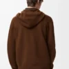 Yünlü fermuarlı kapüşonlu sweatshirt Kahverengi