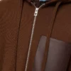 Yünlü fermuarlı kapüşonlu sweatshirt Kahverengi