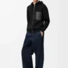 Yünlü fermuarlı kapüşonlu sweatshirt Siyah