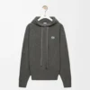 Yünlü gri kapüşonlu sweatshirt