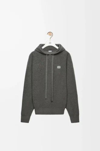 Yünlü gri kapüşonlu sweatshirt
